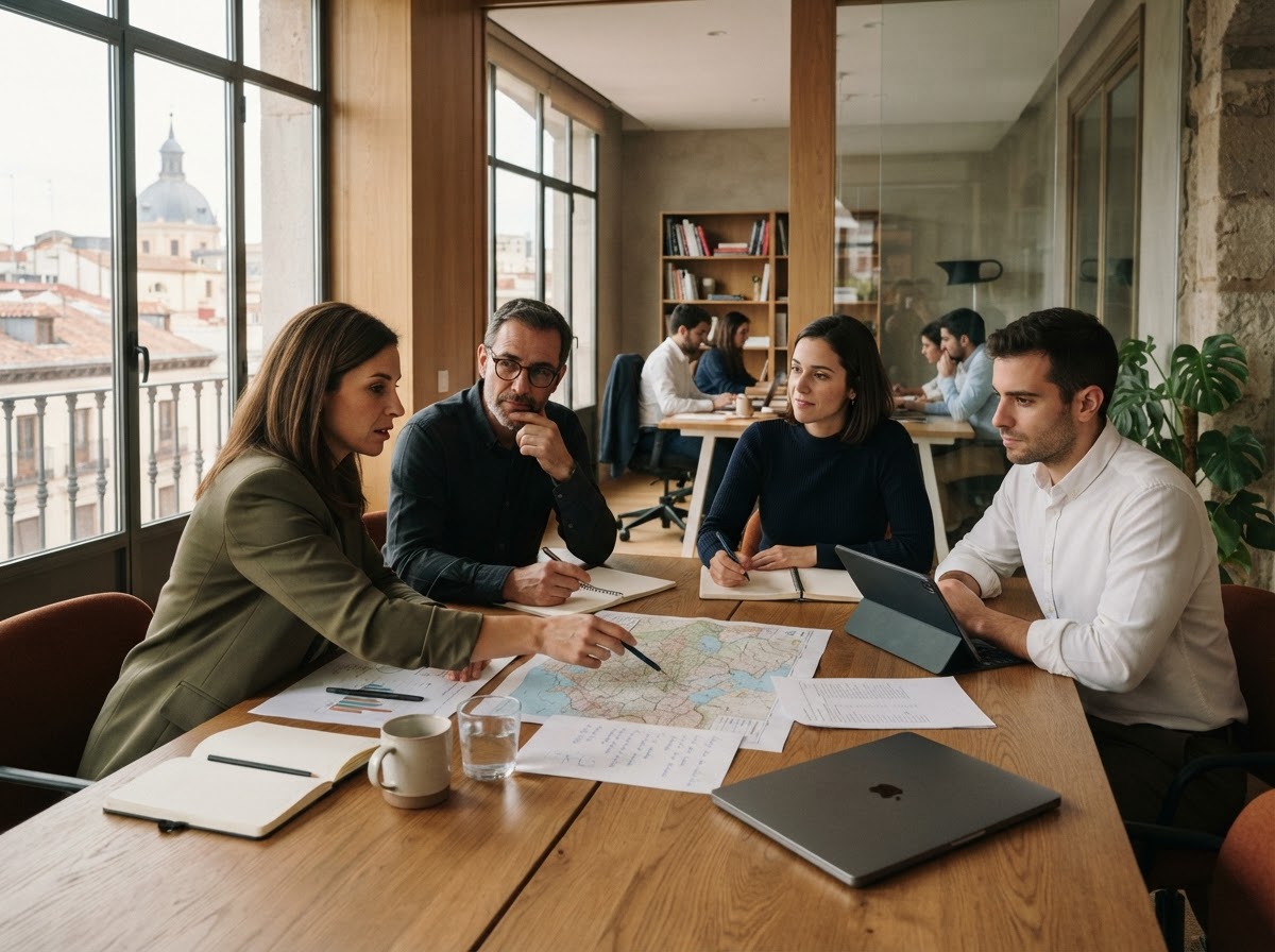 Velazúndera, equipo revisando modelos de análisis de riesgo y datos de mercado